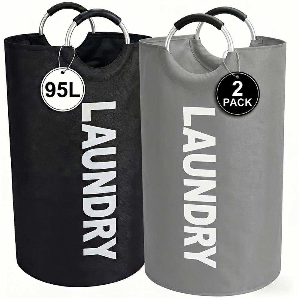 Laundry Basket 2pcs Large Foldable 25.1 Gallon, Collapsible Elevated Hamper with Half-Ring Handles for Bedroom, Bathroom & Laundry Room, Multiple Color Options - product image 15
