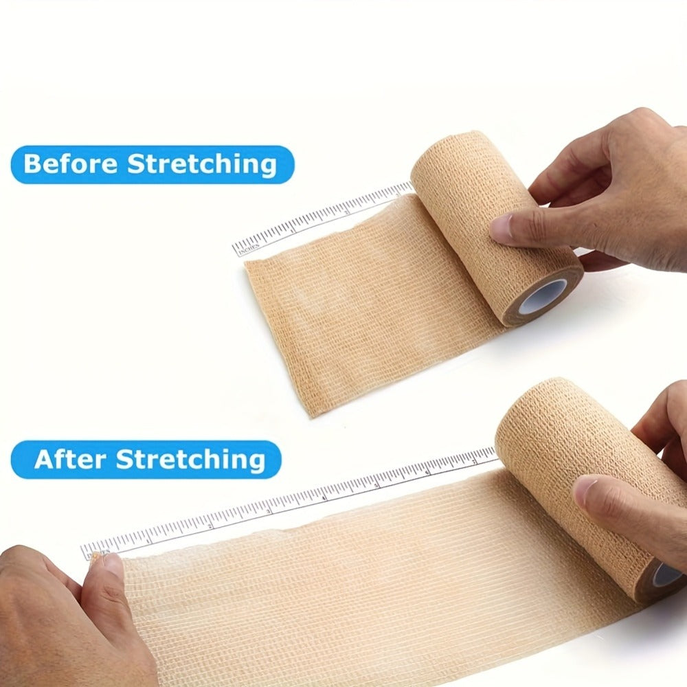 Self Adhesive Bandage Wrap 4 Inch x 5 Yards Cohesive, 6 Rolls Non-Woven Self-Sticking Athletic Tape for Ankle Knee Wrist Sprains, Breathable Elastic First Aid Medical Wrap Elbow Su - product image 5