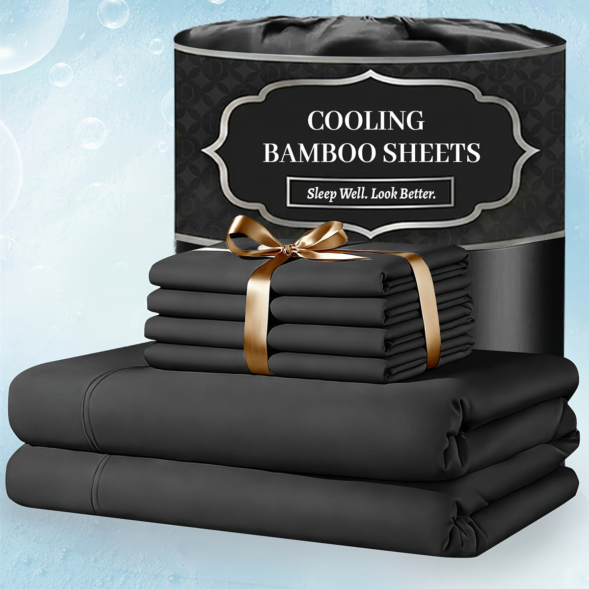 Extra Deep Pocket Bamboo Sheets - 6 pcs Breathable & Cooling Bamboo Bed Sheet Set, Hotel Luxury Fitted Sheet Set, Soft Wrinkle-Free for Extra Deep Mattresses - product image 3