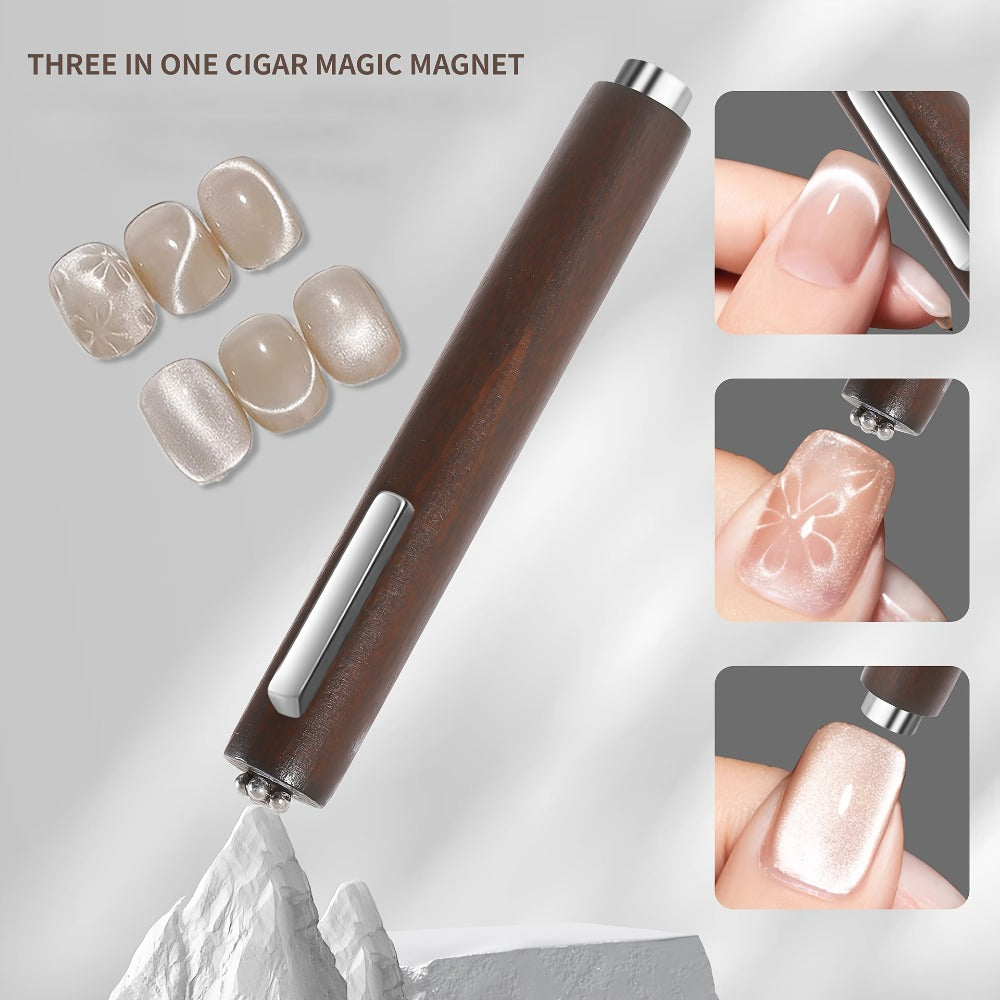 Cat Eye Nail Magnet Set 3Pcs 6-in-1 Magnetic Nail Art Tool – Pentagram Heart Round Cigar Magnets for Cat Eye Gel Polish Linear Star Heart Effects, DIY Home Salon Studio, Pink Desig - product image 3