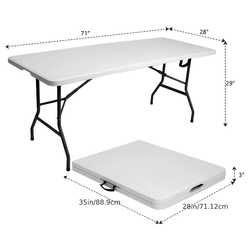 Folding Picnic Table Travel-friendly Plastic Camping Table Indoor Outdoor with Carrying Handle Lock 4FT 6FT Featherlight Fold Up Dining Table for Camping - product image 2