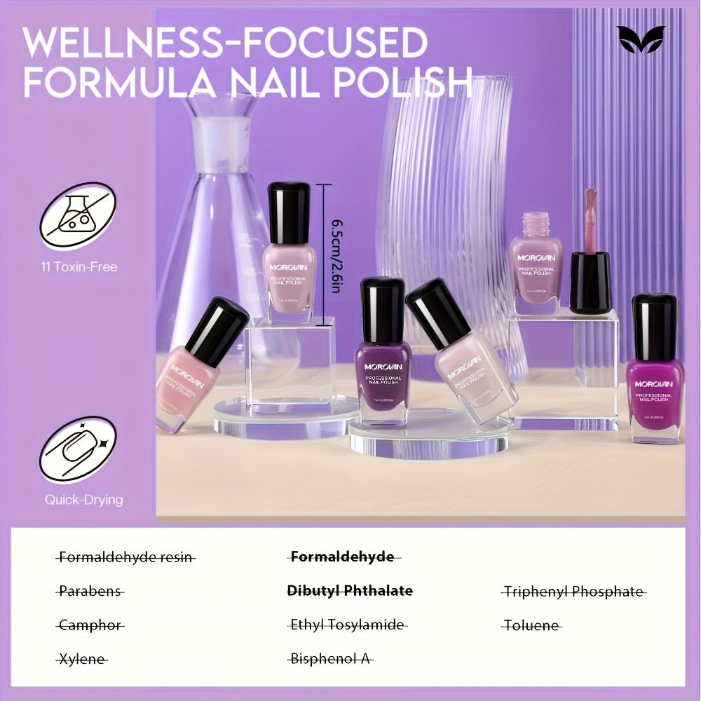 Nail Polish Set 6 Colors Quick Dry Long-Lasting – Hot Pink, Rose Red, Lilac Purple, Nude Pink, Lavender & Violet High Gloss 0.25oz, Chip-Resistant Nail Polish Gift Set for Women Te - product image 5