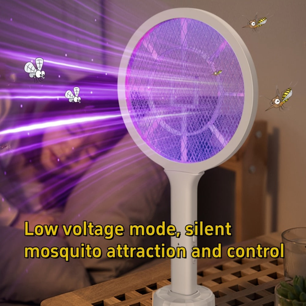 Electric Mosquito Swatter Racket Bug Zapper with LED Night Light & USB Charging, Handheld Insect Killer with Base Stand, Dual Mode Mosquito Lure Lamp for Home, Office & Outdoor Use - product image 6