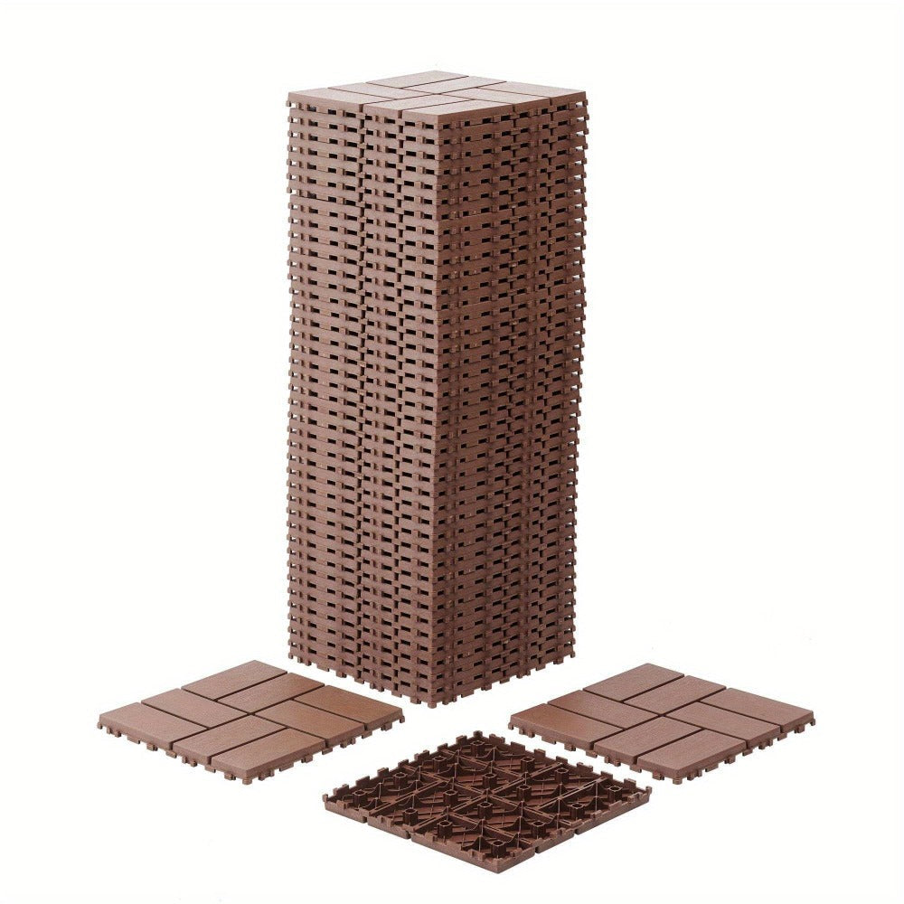 Interlocking Deck Tiles 44-Pack 12"x12" Waterproof Outdoor Patio Tiles – All-Weather PP Material, High Load-Bearing, Easy Snap-Lock Install, Grid Pattern Flooring for Poolside, Bal - product image 2