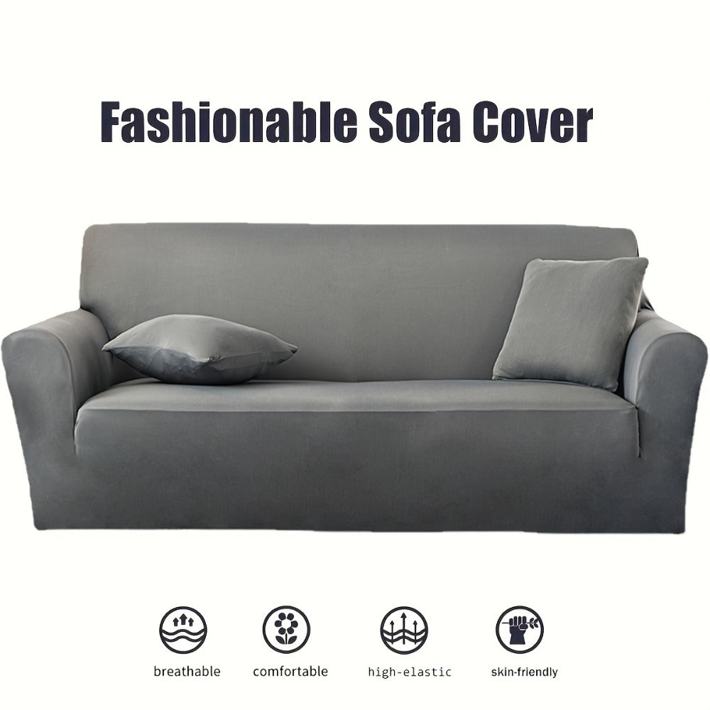 Stretch Sofa Cover Elastic Band | Milk Fiber Fabric Slipcover, Machine Washable Polyester Spandex, 1 to 4 Seater Armchair Couch Cover, Red Gray Blue Black Coffee, Home Decor - product image 8