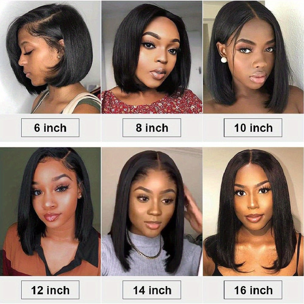 250% Density HD Lace Closure Wig Human Hair Straight Bob Glueless 4x4 Pre-Plucked Pre-Cut Natural Hairline Beginner Friendly 8-16 Inch Natural Black - product image 16