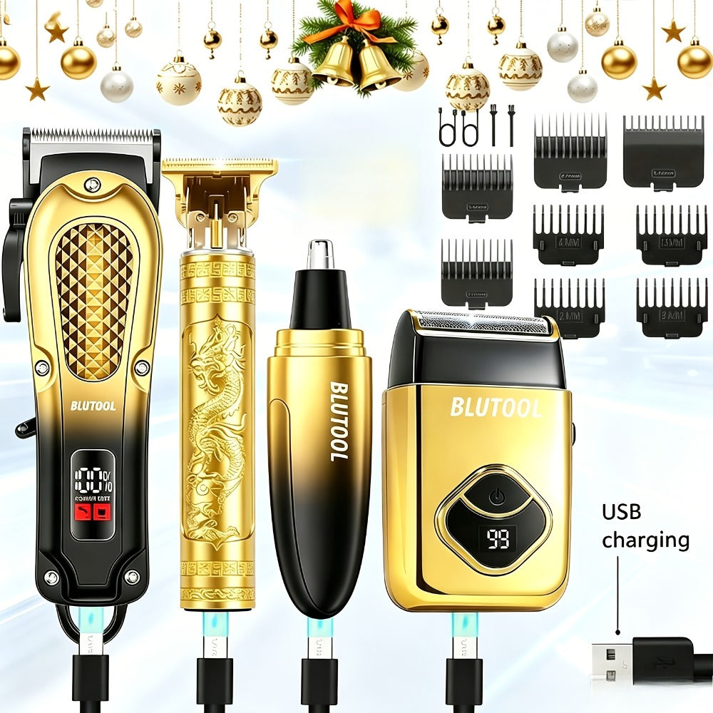 Multi-Piece Hair Clipper Kit for Men – USB Rechargeable Cordless Electric Trimmer Set, 2-Piece & 4-Piece Home Travel Barber Tool, Black Blue Gold Grooming Gift - product image 13