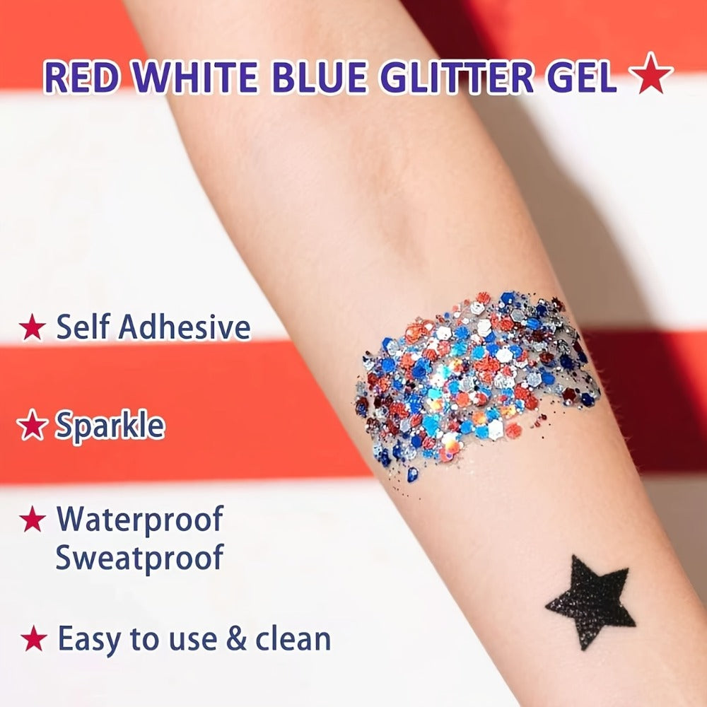 Glitter Makeup Stick Red & Blue Multi-Use Glitter Gel for Face Hair & Body – Patriotic American Flag Theme for July 4th Independence Day Sports Events & Stage - product image 7