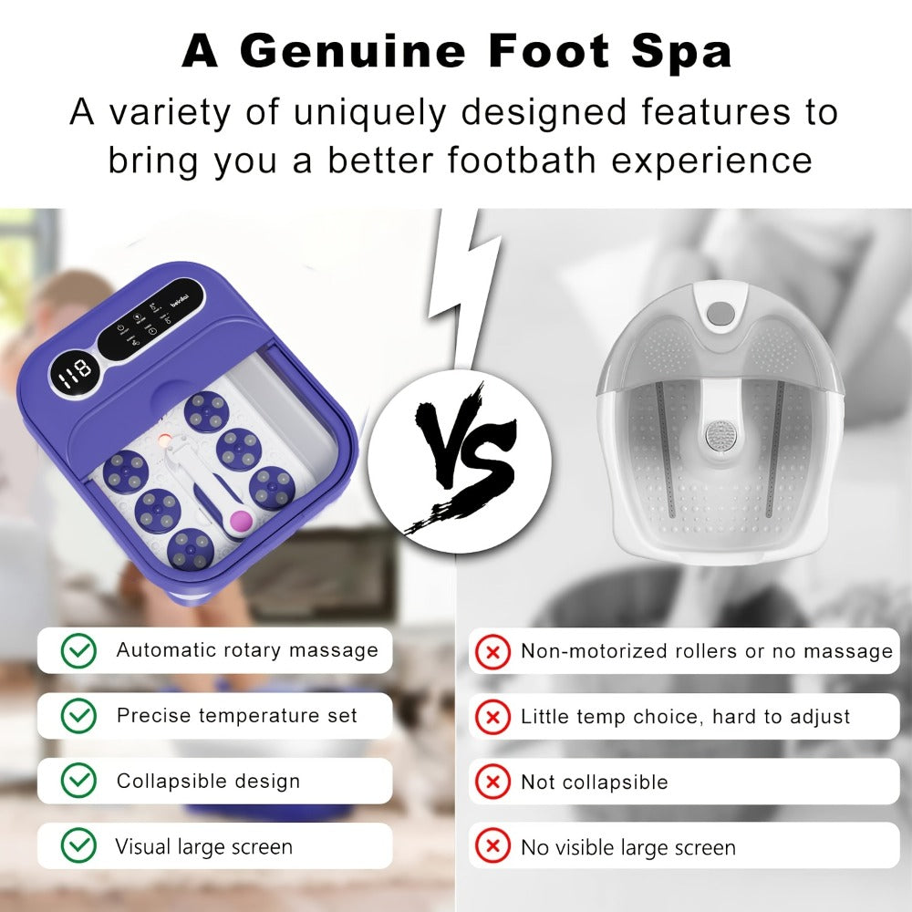Foot Spa Massager Collapsible with Heater & Temperature Control – Foot Bath with Bubbles, 6 Massage Rollers, Vibration, Red Light Therapy & Auto Massage for Home Foot Care, Black B - product image 10