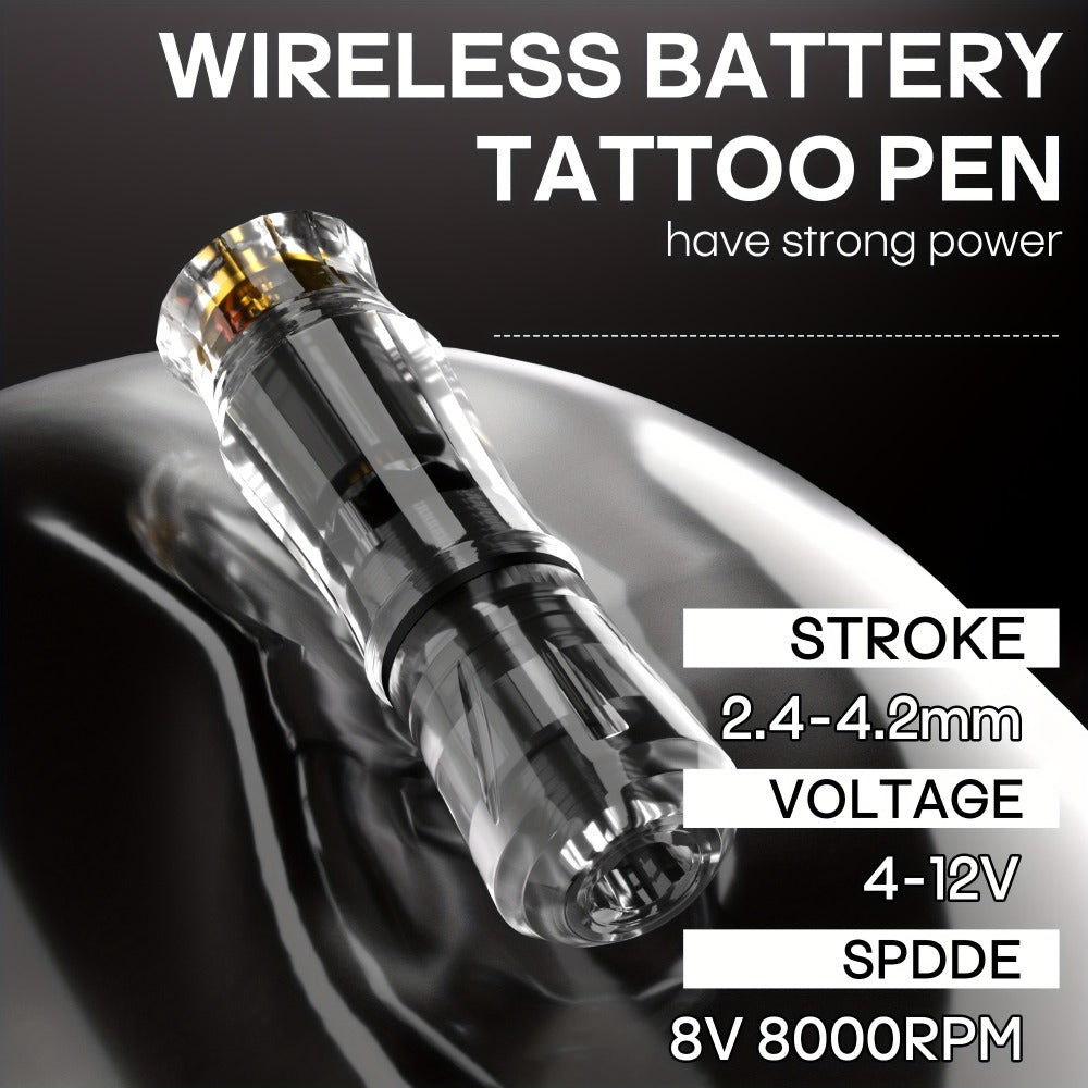 Rotary Tattoo Machine Kit Complete Set with 1400mAh Wireless Battery Digital Display 10 Cartridge Needles 6 Inks Practice Skin for Beginners & Professional Artists - product image 2