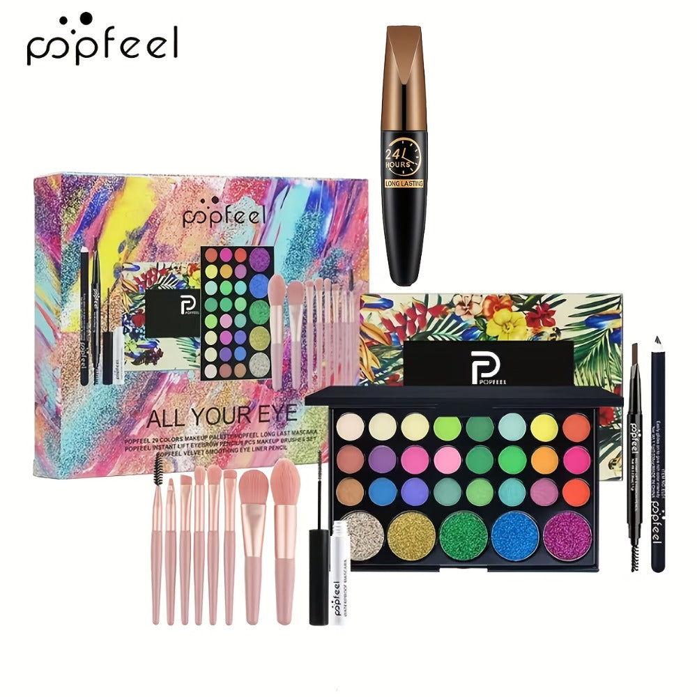 Makeup Kit Full Face All in One Eyeshadow Palette Blush Powder Foundation Mascara Brush Set Berry Neutral Shades for Women Beginners Daily Travel Party Gift - product image 5