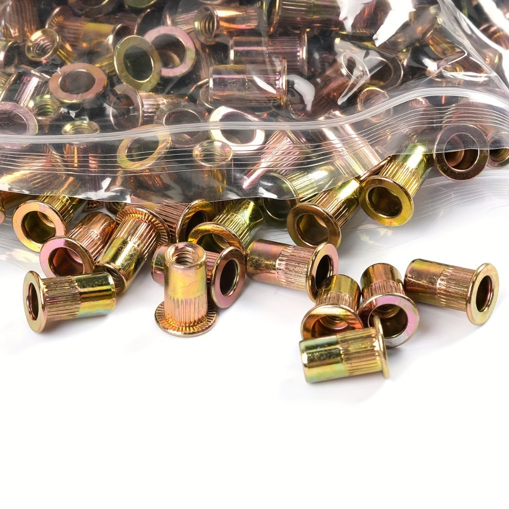 860pcs Rivet Nut Kit SAE UNC Assortment – Zinc Plated Carbon Steel Flat Head Insert Threaded Nuts 7 Sizes with Case for Auto Furniture & Industrial Projects - product image 2