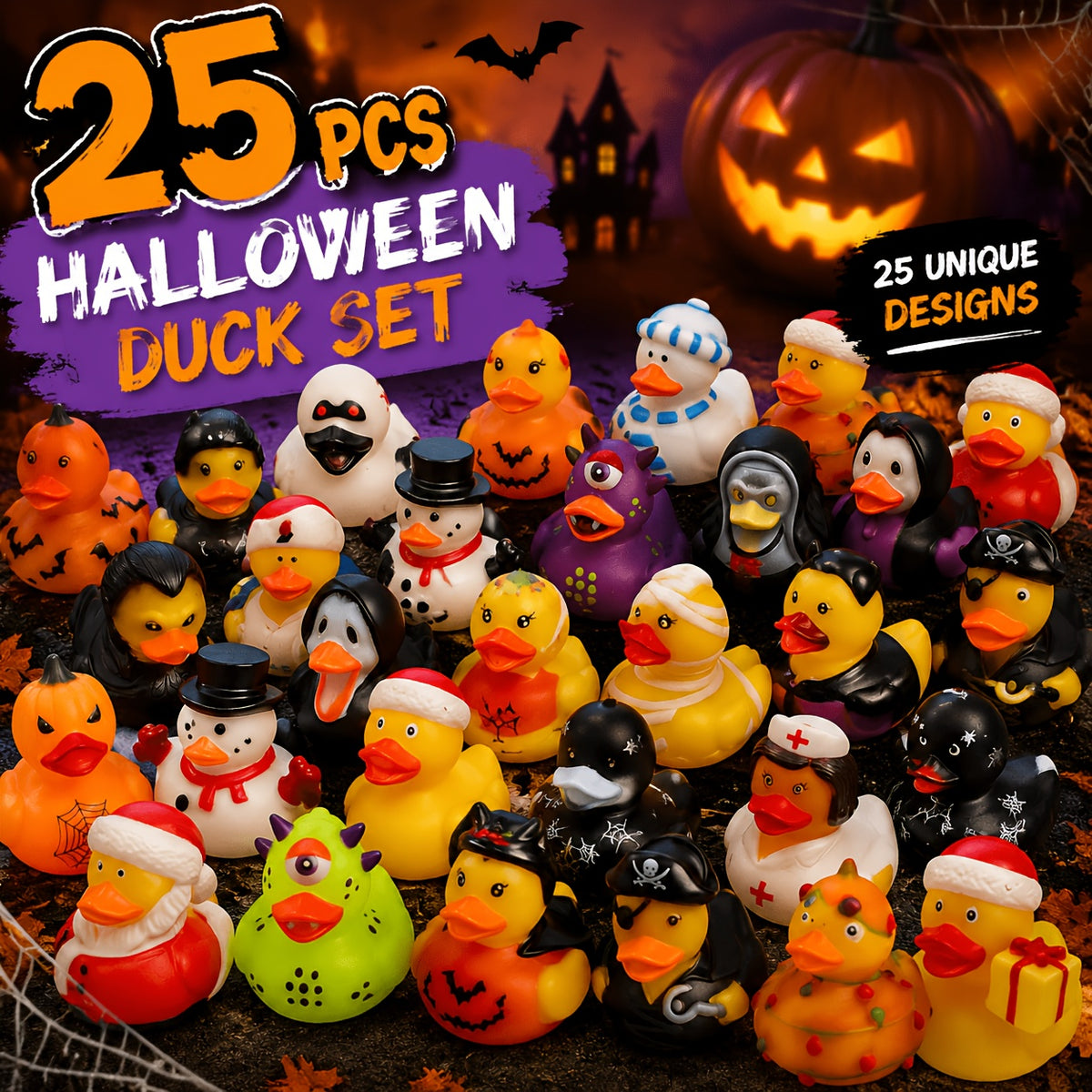 Halloween Rubber Duck Toys Set, Mini Duck Party Favors, Cute Animal Duck Collection for Classroom Prizes, Goodie Bag Fillers, Pinata Fillers, Halloween Party - product image