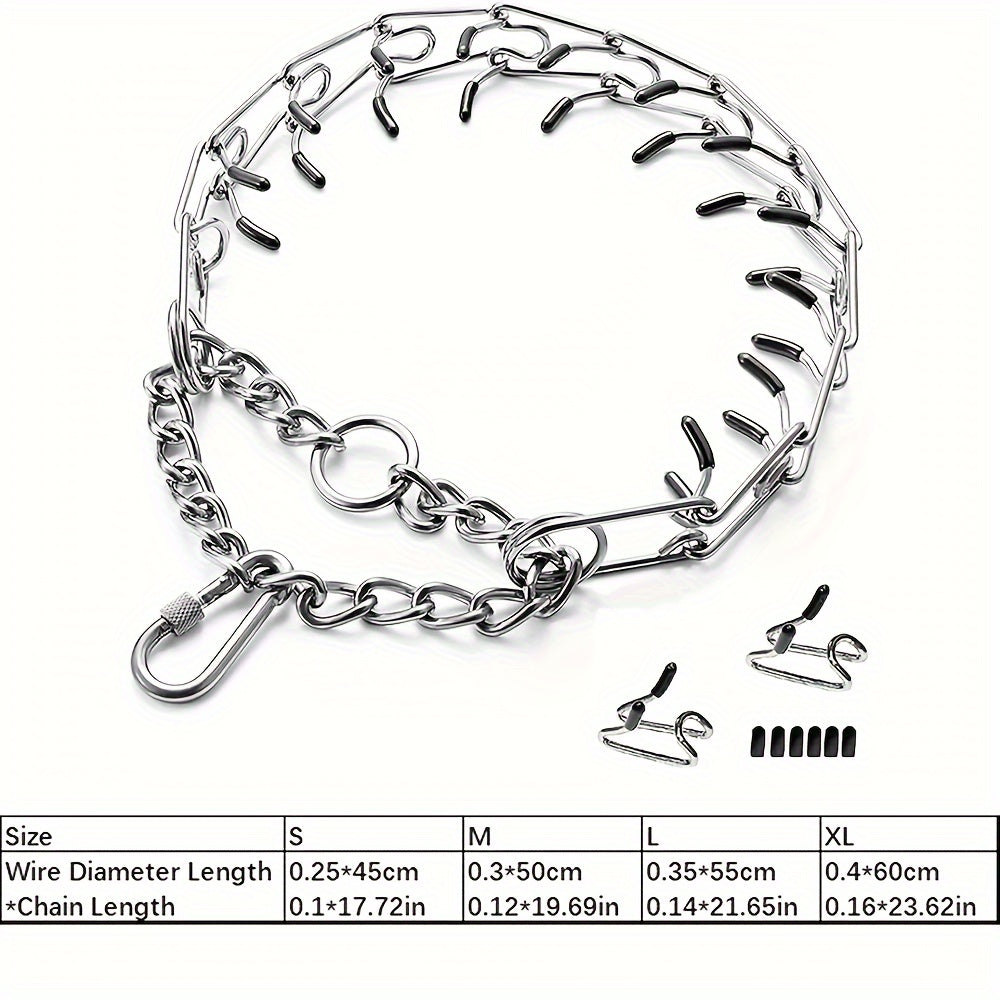 Adjustable Metal Pinch Collar for Small Medium and Large Breeds S & M – Prong Training Collar for Dogs with Rubber Tips - product image 2