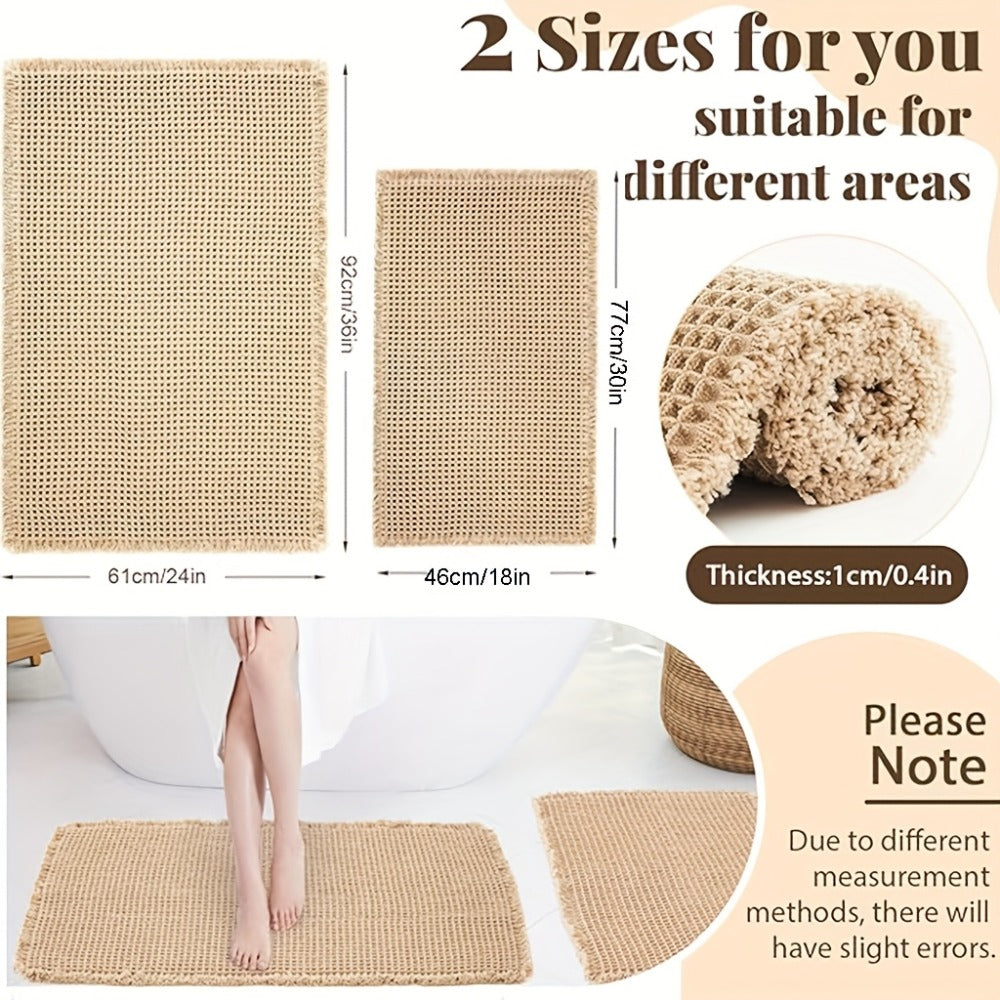 Non-Slip Bath Mat with Tassels Super Absorbent Ultra Soft Machine Washable Bathroom Rug with Anti-Skid Backing 2 Sizes - product image 4