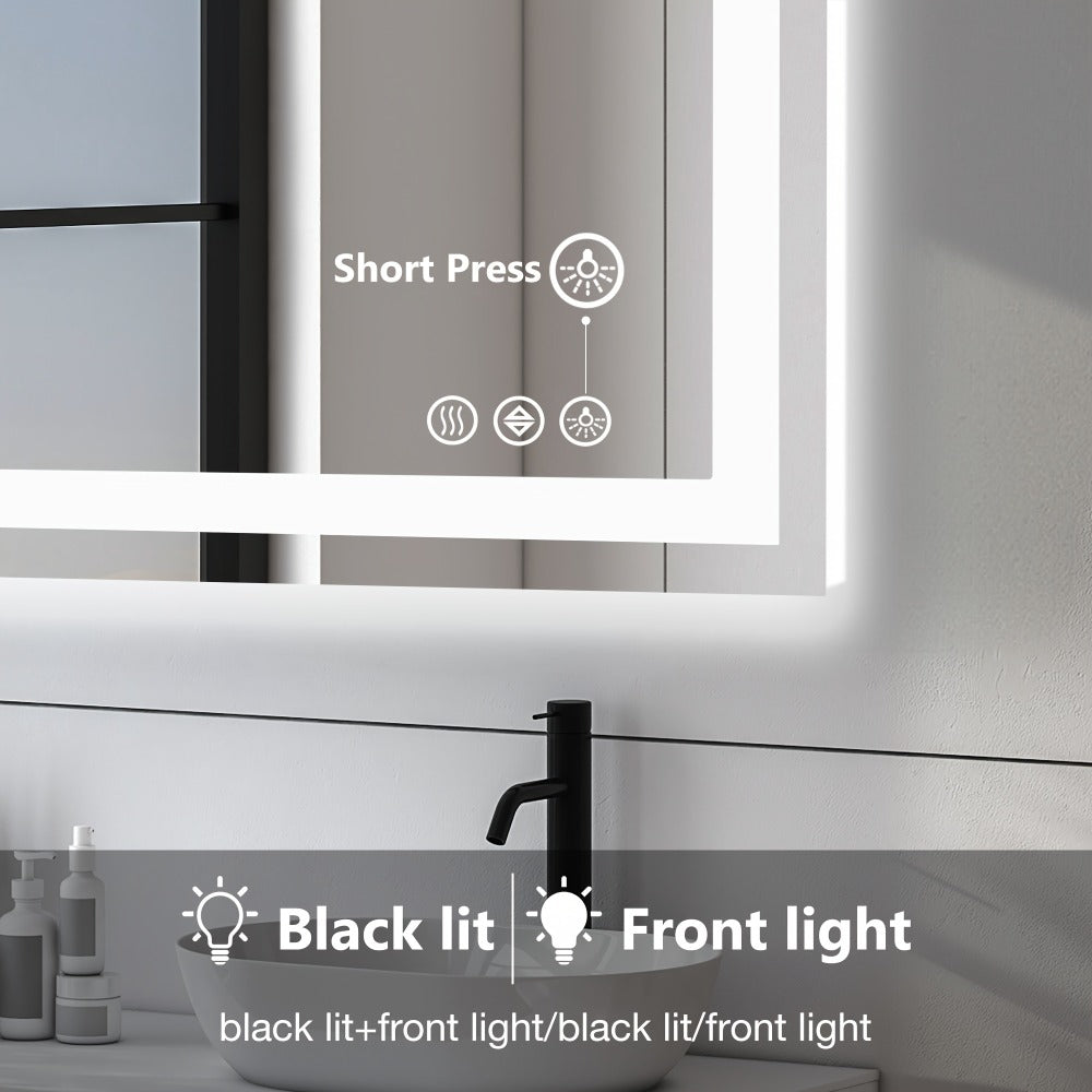 LED Bathroom Mirror with Anti-Fog – Dimmable Vanity Mirror, 3 Color Lighting Modes, Dual Light Source, Wall Mounted Horizontal or Vertical, Tempered Glass, Multiple Sizes - product image 14