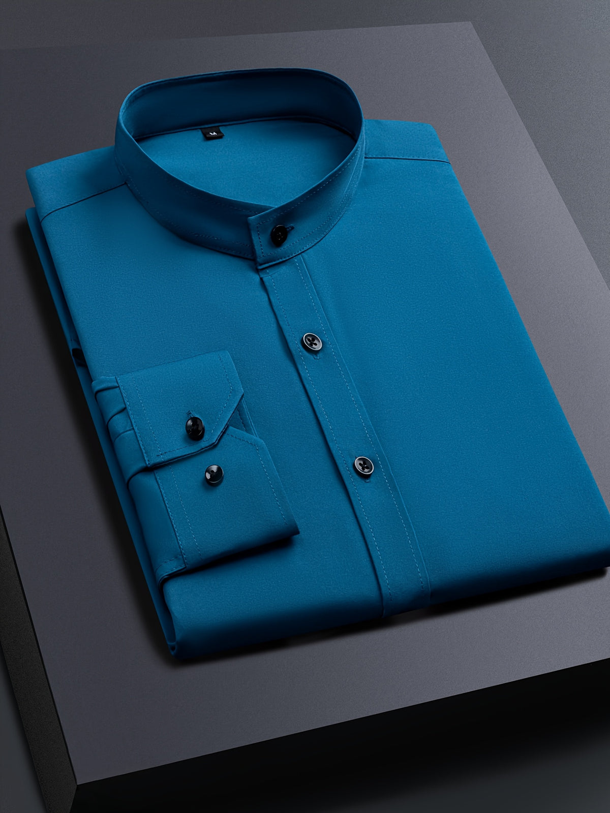 Men's Henley Collar Long Sleeve Shirt | Casual, All-season, Solid Color, Regular Fit, Button Details, Woven Fabric - product image 2
