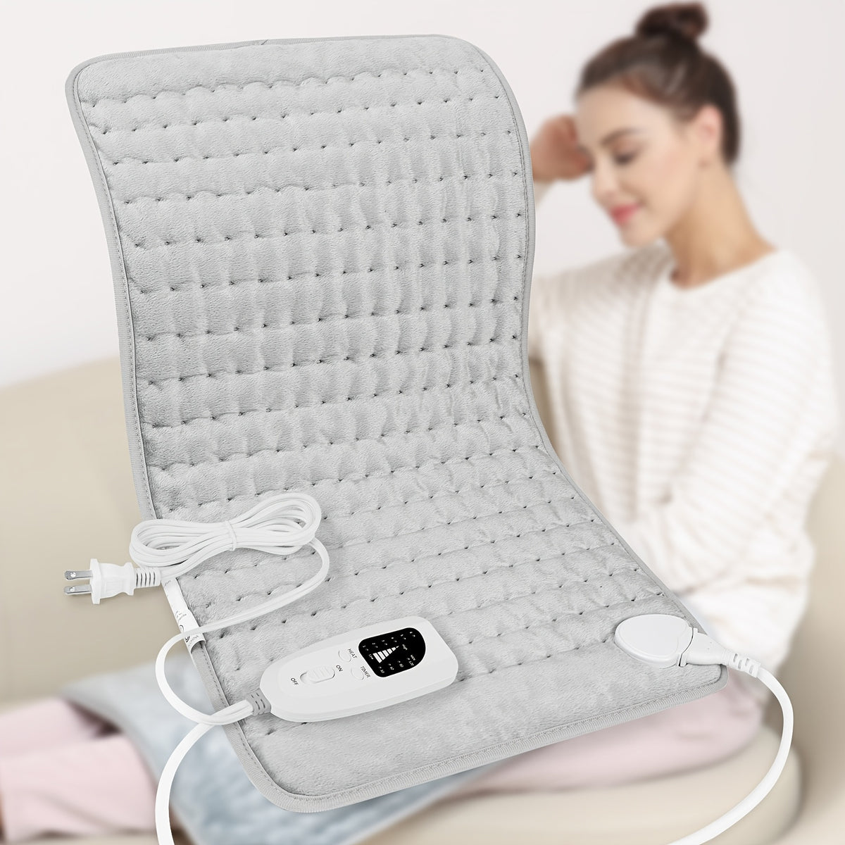 Extra Large Heating Pad - Back, Neck, Shoulders, Arms, Abdomen, Quickly Heated to 140 °F, Portable, 6 Heating Settings, Automatic Shut-Off, 24" X 12", Wet/Dry Options, Machine Washable