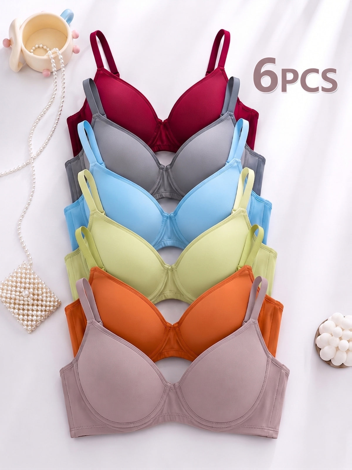 6-Pack Ultra-Soft Seamless Push-Up Bras - Comfortable Everyday Support, Elegant Style, Breathable Cups, Versatile Value Set For Women Of All Shapes and Sizes - product image 5