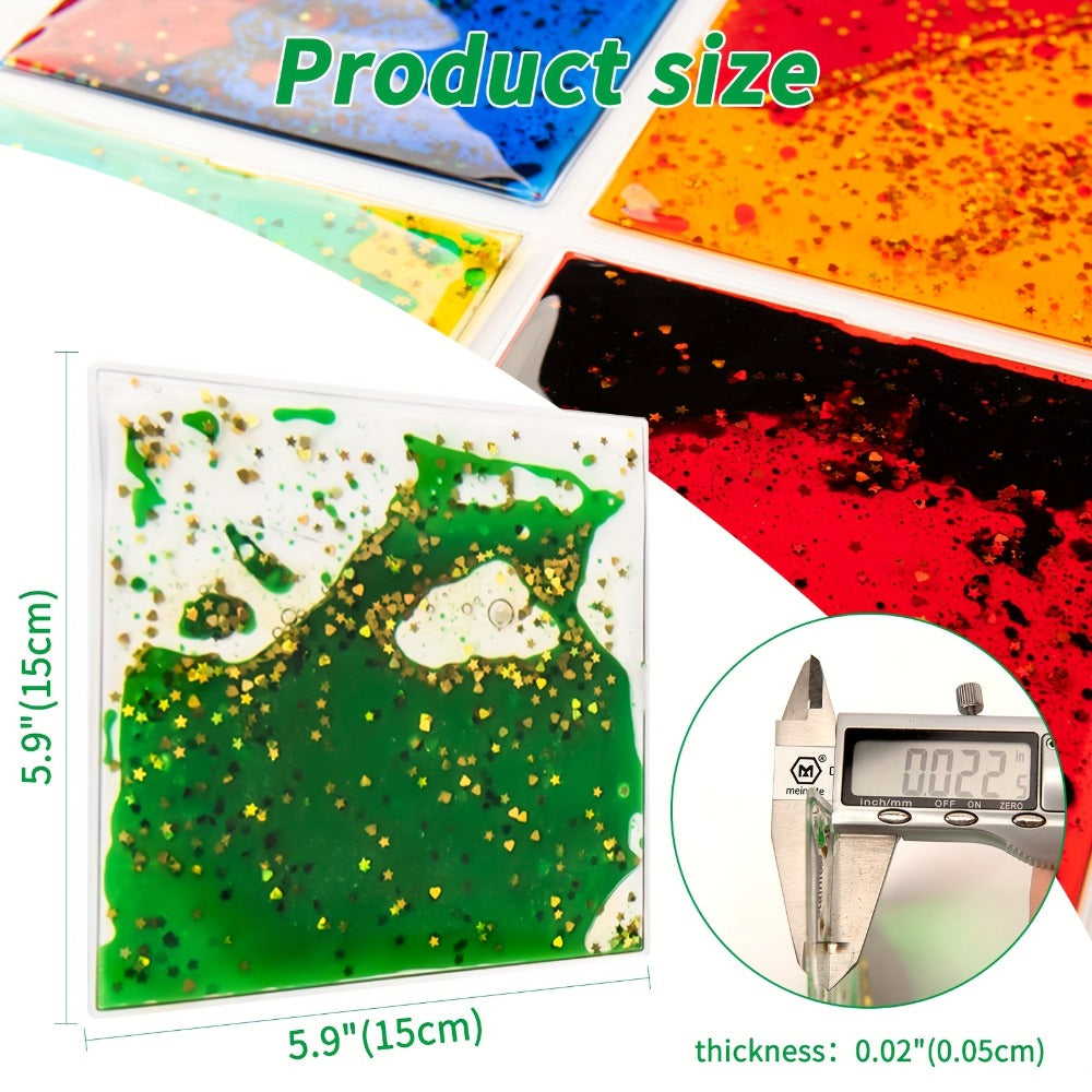 Sensory Play Mat Soft Gel Interactive Floor Tiles for Kids, Anxiety Relief & Calming Sensory Toy, 6"x6" Square, Vibrant Colors for Home & Classroom – Liquid - product image 2