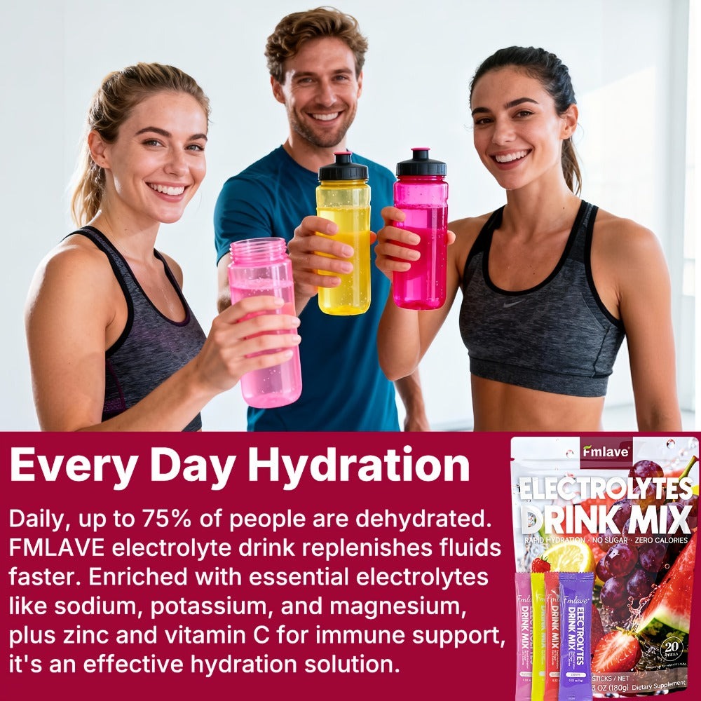 Electrolyte Drink Mix Powder - Zero Sugar, Zero Calorie Rapid Hydration with Vitamins C, B6 & B12 - 20 Single-Serving Sticks for Workouts, Travel & Daily Use - product image 5