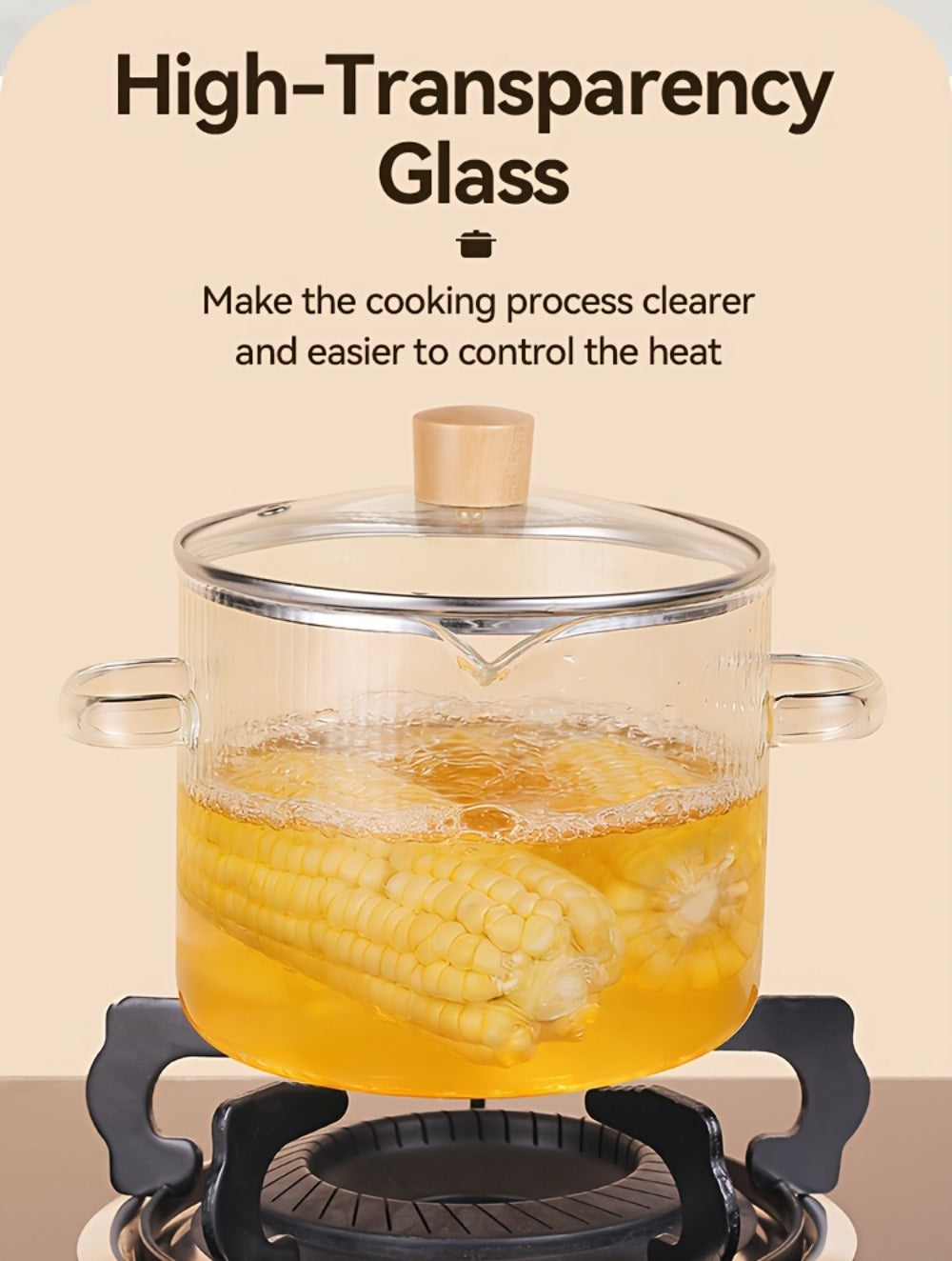 Glass Saucepan Set 2-Pack Stovetop Safe Borosilicate Ribbed Pots with Lids – 78oz & 54oz Heat Resistant Cookware for Soup, Ramen, Milk | Transparent Glass Pot Kitchen Cooking Set w - product image 22