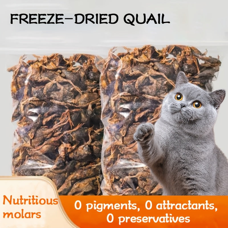 High Protein Natural Raw Diet Snack, Ready to Serve, No Cooking Required, Cleaned & Prepared for Cats & Kittens | Air-Dried Whole Quail Cat Treats 70g - product image 3