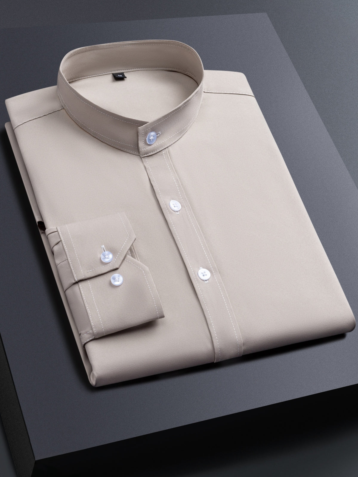 Men's Henley Collar Long Sleeve Shirt | Casual, All-season, Solid Color, Regular Fit, Button Details, Woven Fabric - product image