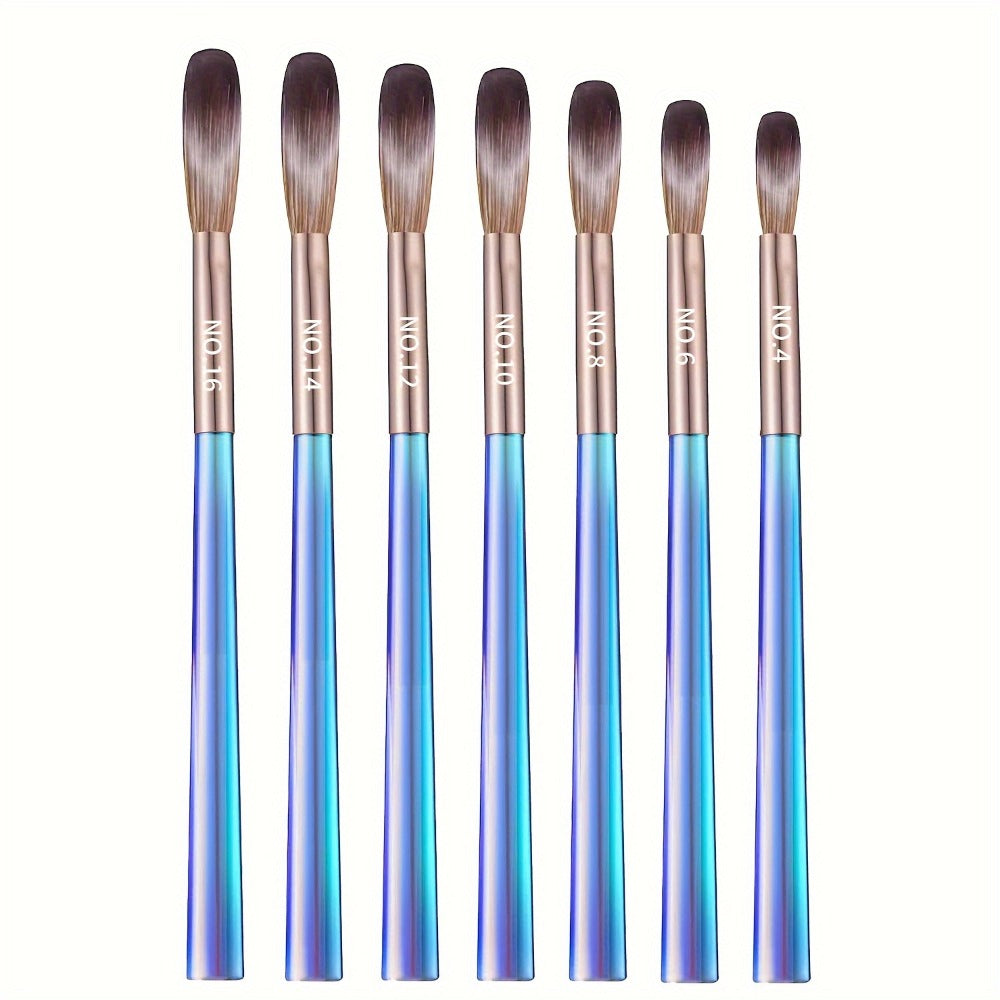 Nail Art Brush Set 7Pcs Aurora Blue Handle – Professional Acrylic Gel UV Nail Painting Brushes for Sculpting Dotting Liner Drawing & Extension Building, Formaldehyde-Free Bristles  - product image 3
