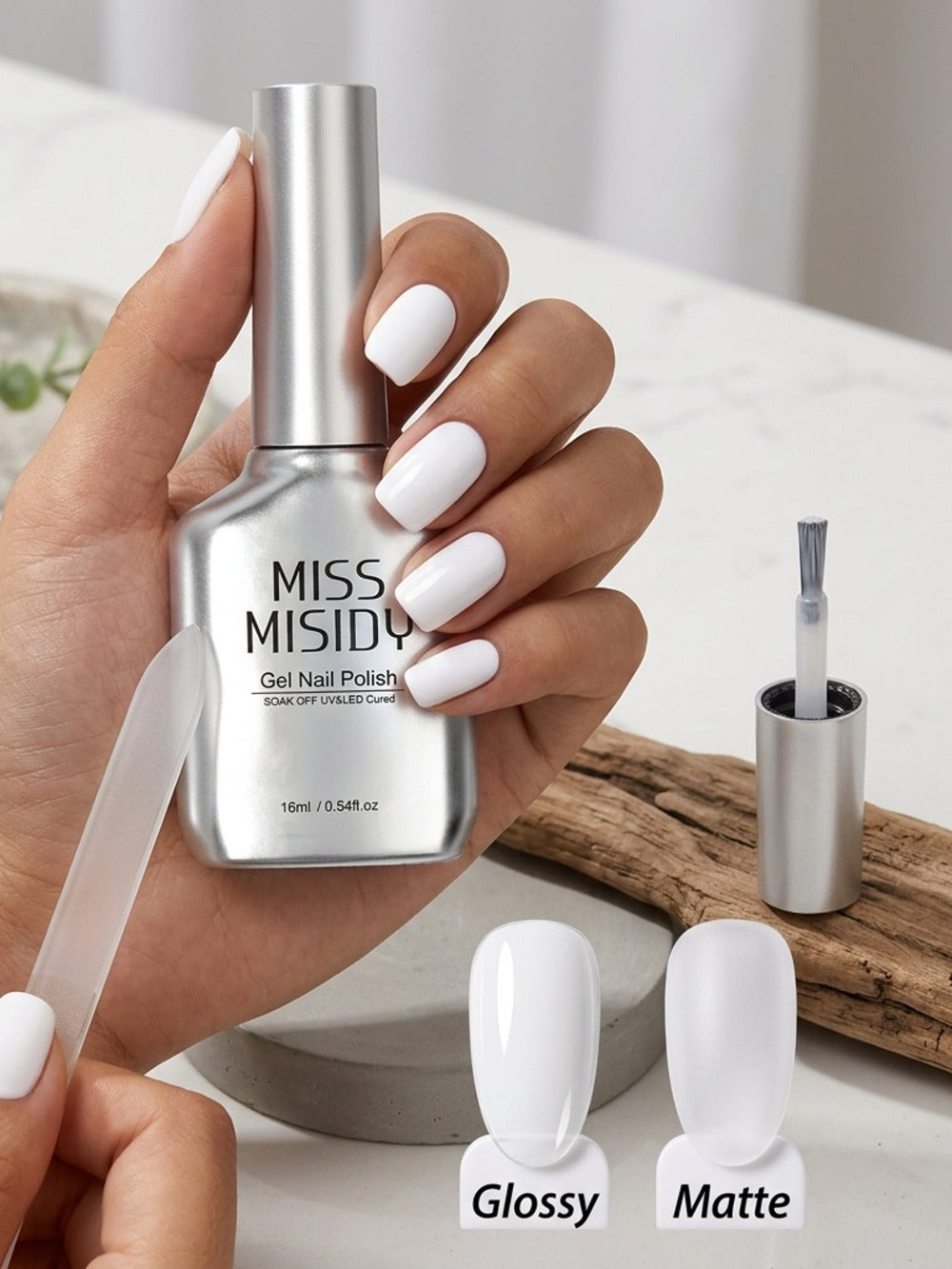Odorless Gel Nail Polish Black & White 0.54oz MISS MISIDY Soak-Off UV LED Durable High Gloss – Self-Leveling Easy Application for Salon & Home Manicure Pedicure, Classic Minimalist - product image 8