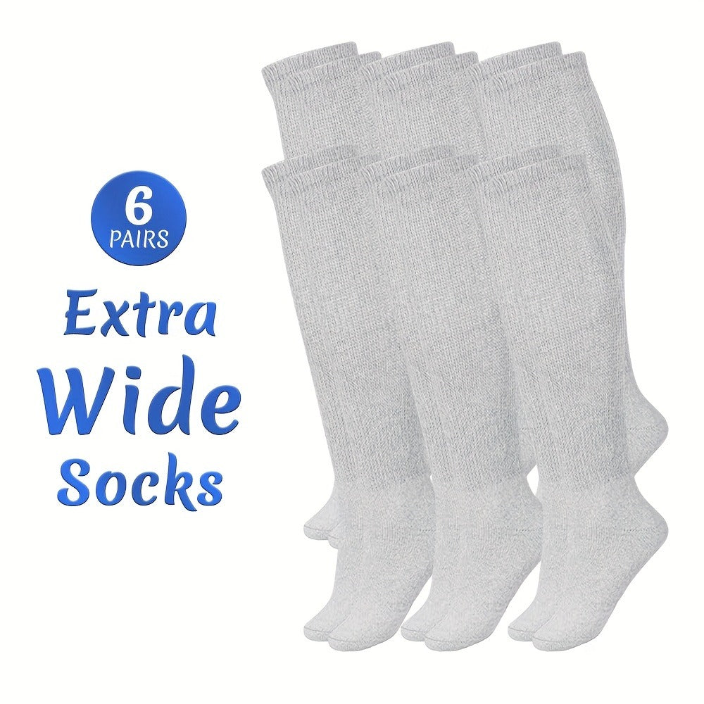 Extra Wide Socks for Swollen Feet 6 Pairs Stretch to 30 Inch Non-Binding Seamless Loose Fit Neuropathy Bariatric Edema Socks for Men Women Plus Size Seniors Multi Color - product image 11