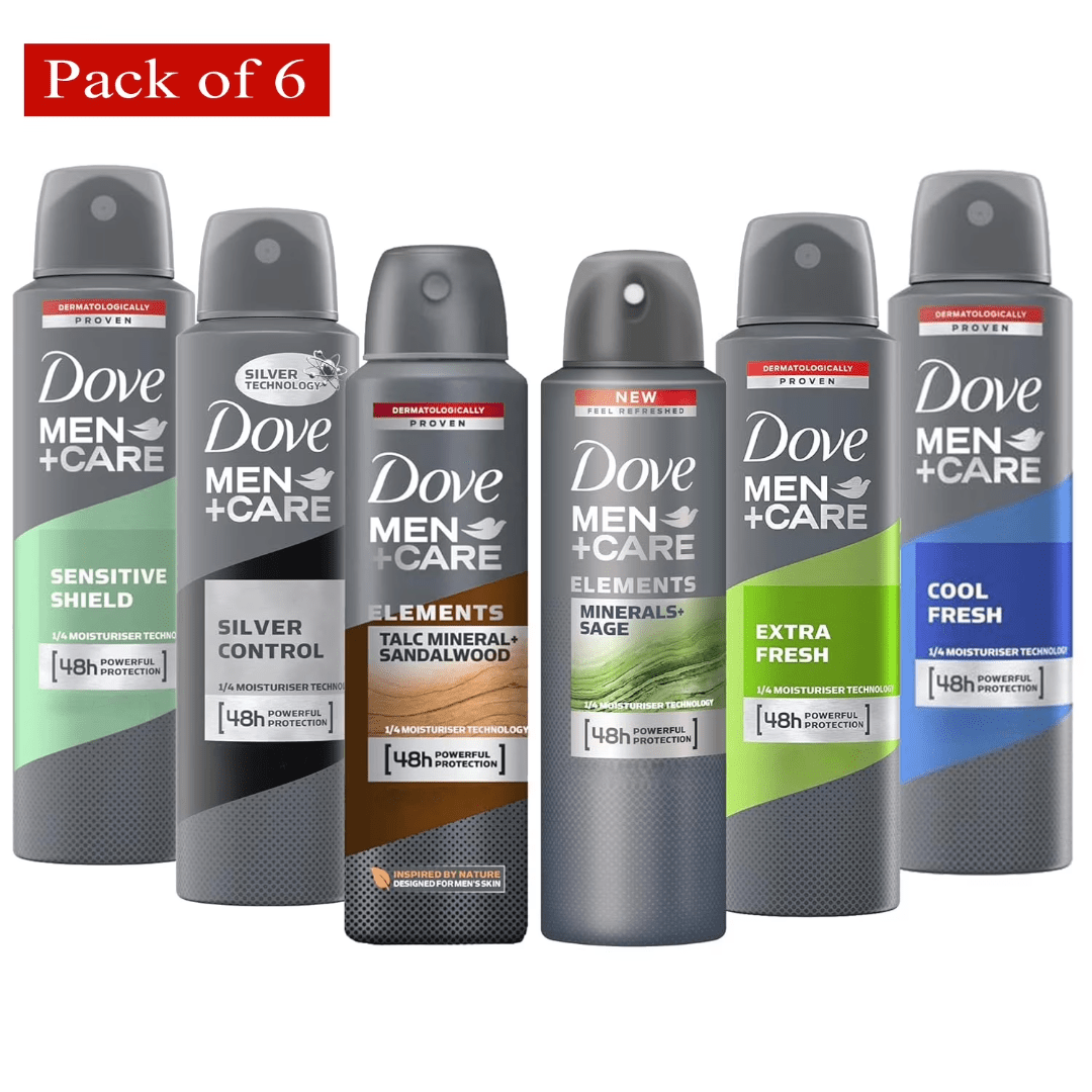 Dove Men+Care Dry Spray Antiperspirant Deodorant Pack of 6 – 150mL Each (5 fl oz), 48H Protection, Alcohol-Free, Assorted Scents, Total 30 fl oz - product image 5