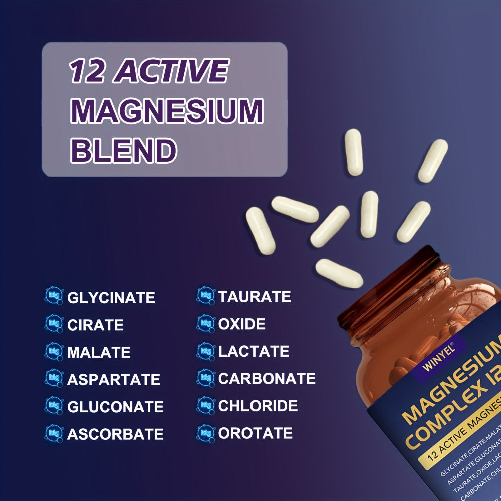Magnesium Complex 700mg 12-in-1 120 Capsules with Glycinate, Citrate, Malate & Taurine for Sleep, Mood, Nerve, Heart & Muscle Function Support for Men & Women - product image 5