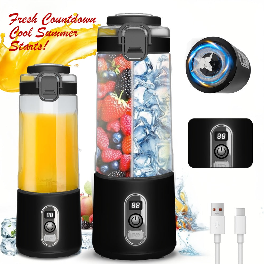 Portable Smoothie Blender USB-C Fast Charge 6-Blade Stainless Steel – Digital Timer Battery Display High-Speed Ice Crush No-Spill Lid | Protein Shake Gym Travel Blender in Black Pi - product image 44