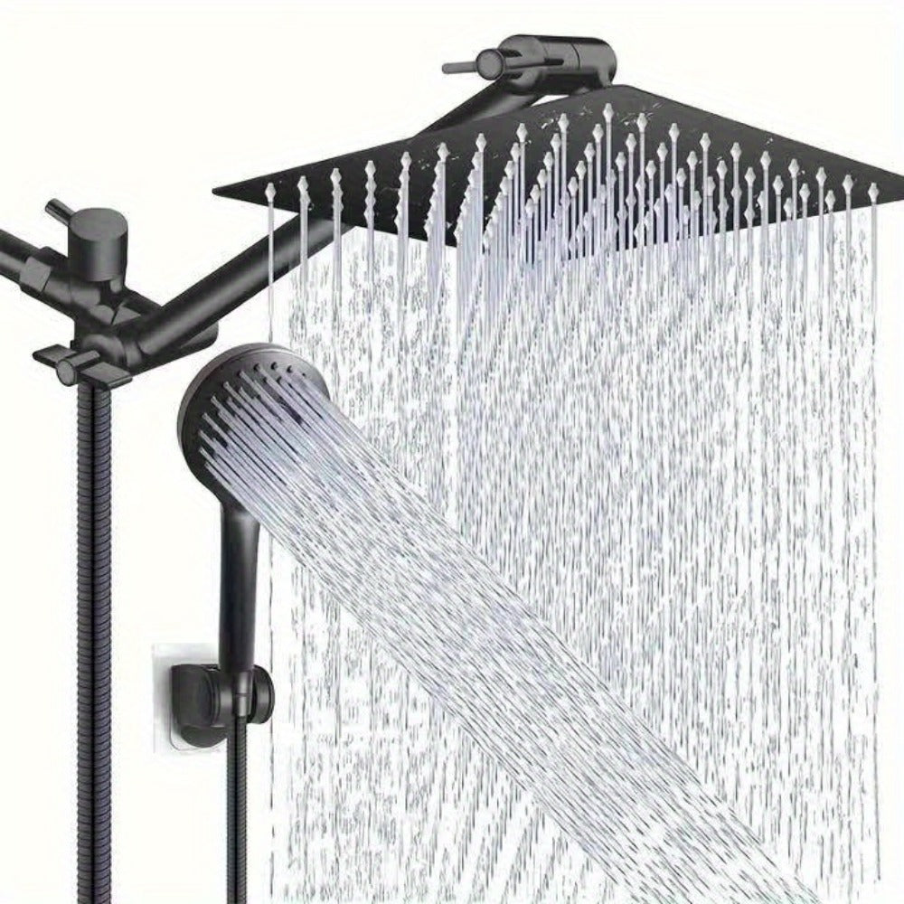 High Pressure Rainfall Shower Head Combo with Handheld Spray – 9 Spray Settings, 180° Adjustable Bracket, Stainless Steel Hose, Anti-Clog Nozzles, Modern Bathroom Shower System - product image 16