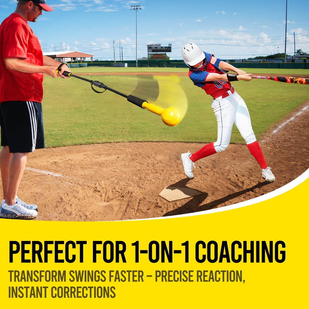 Portable Softball Practice Bat for Individual Coaching, Batting Drills & Swing Mechanics Training, Yellow | Baseball Swing Trainer Hitting Stick 54 Inch with - product image 2