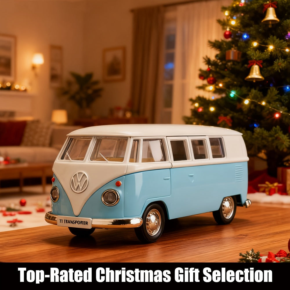 Volkswagen T1 Bus Diecast Model Car 1:36 Scale Zinc Alloy Pullback | Collectible Toy Car Gift for Boys Girls | Vintage Blue & White, Detailed Interior - product image 6