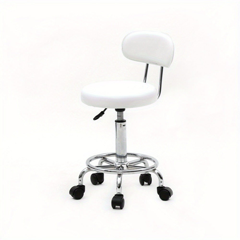 Saddle & Round Salon Stool with Backrest 360-Degree Swivel — Adjustable Height Professional Chair for Salon, Spa, Barber, Kitchen & Bistro, Black & White, 2 Styles - product image 12