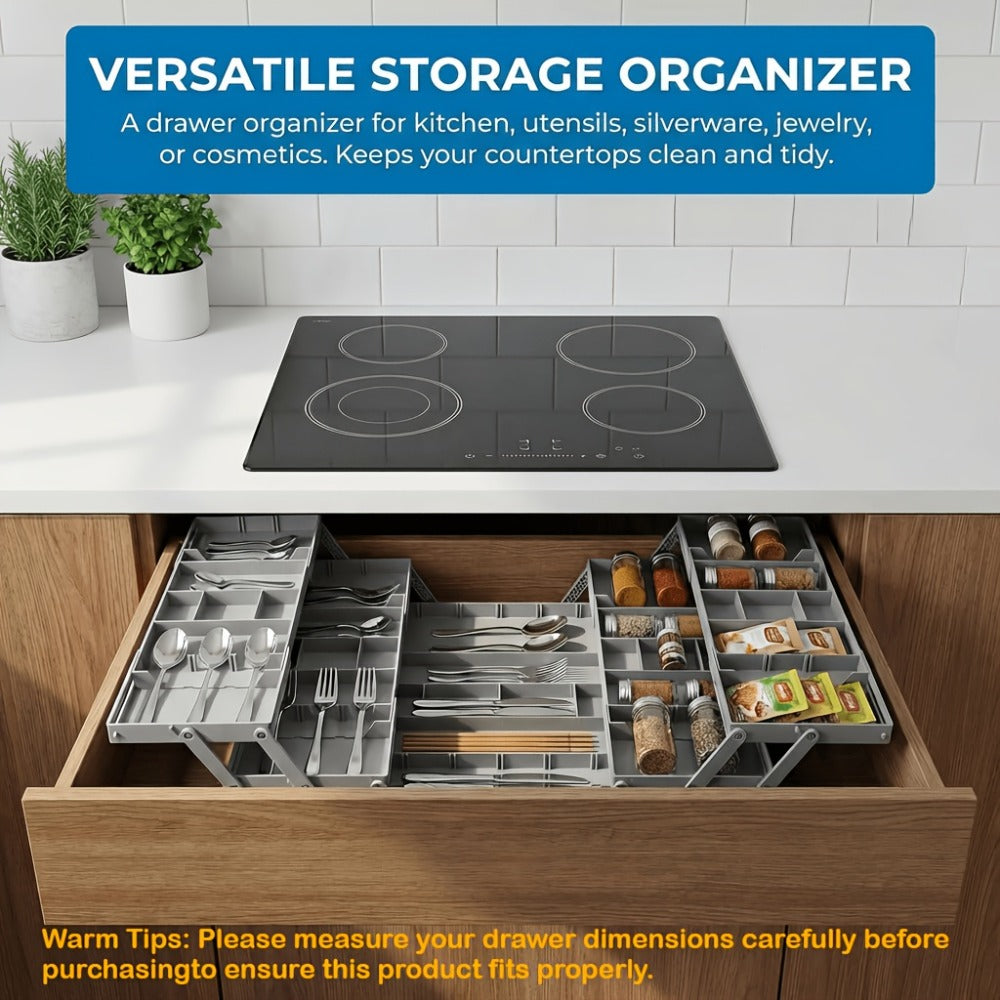 Collapsible Drawer Organizer Box, Double Row Expandable Desk & Drawer Storage with ABS Material, Jewelry Cosmetics Home Office Organizer - product image 2