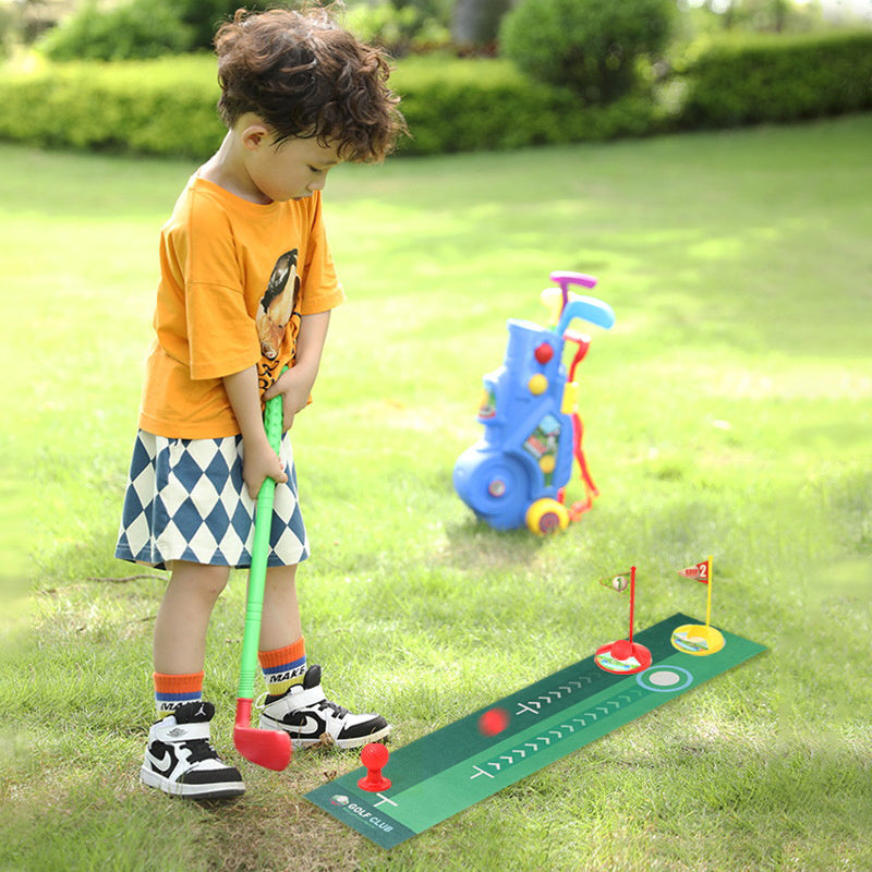 Family Indoor Outdoor Sports Toy, Fun Gift for Boys Girls – Kids Golf Club Set with Putting Mat, Balls & Golf Cart