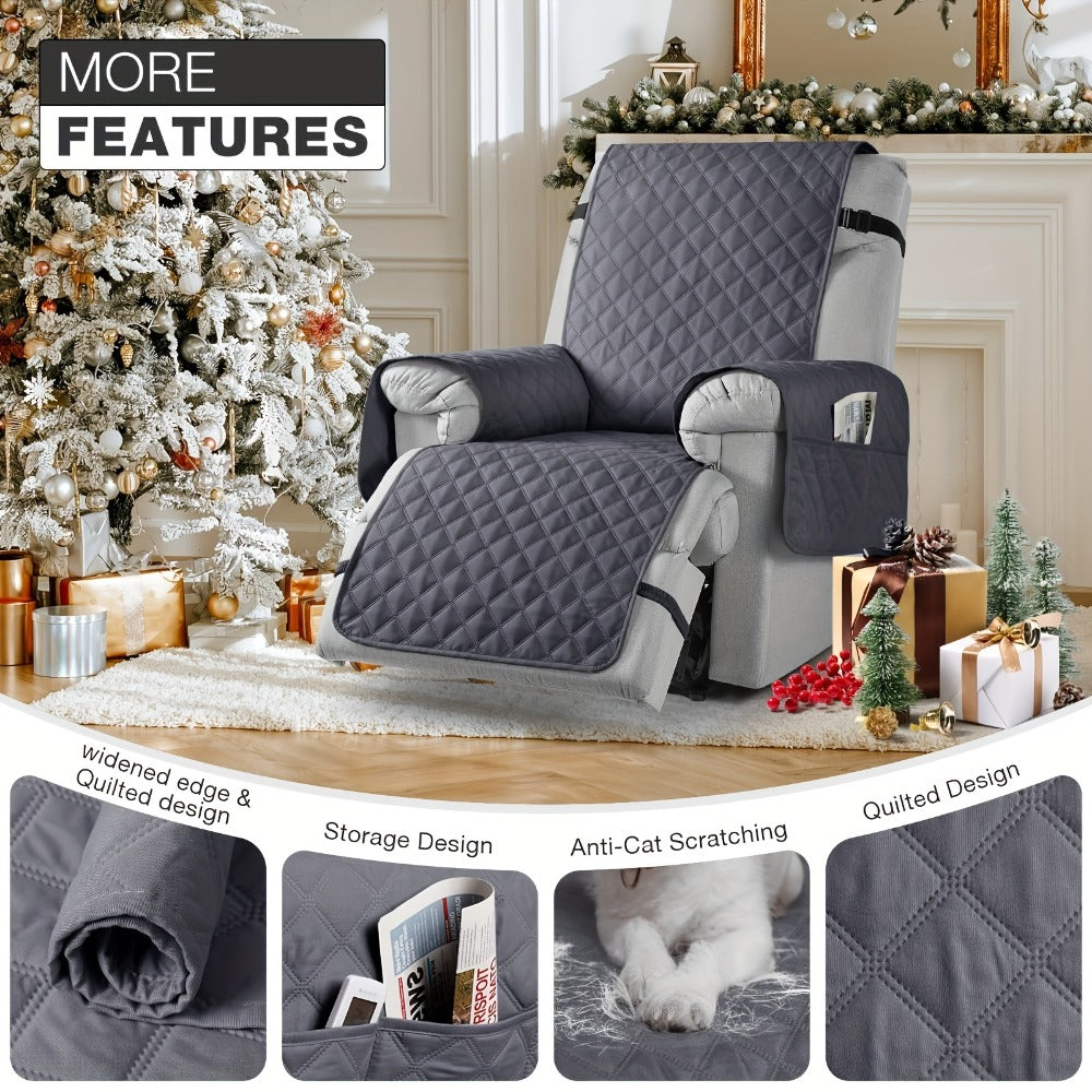 Waterproof Recliner Chair Cover with Pocket | Non-Slip Washable Reclining Sofa Protector for Dogs Cats, Adjustable Strap - product image 6