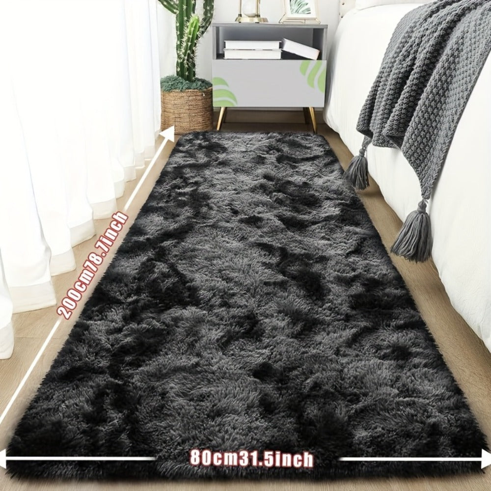 Tie-Dye Plush Fluffy Mat Absorbent Non-Slip – Luxury Soft Bathroom Rug for Living Room & Bedroom, Modern Home Decor Floor Mat, 31.5x78.7 in – Light Grey, Dark Gray, Light Pink, Bla - product image 5
