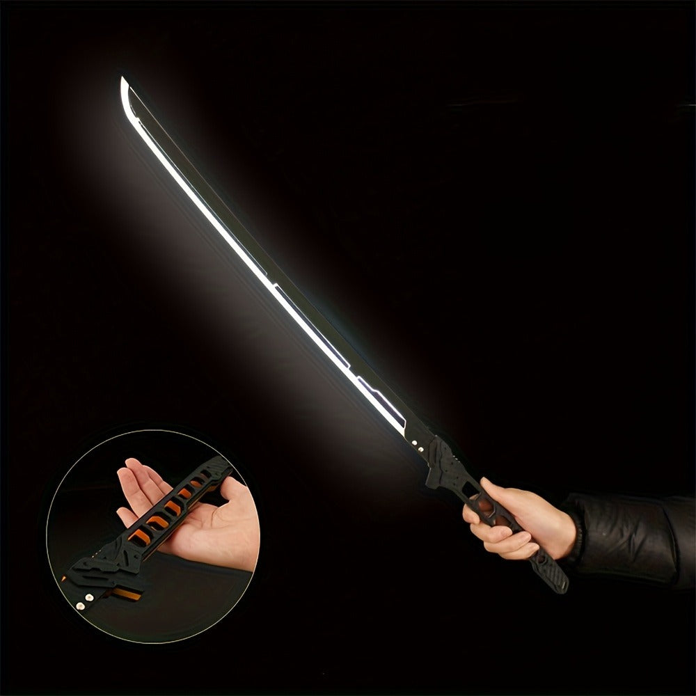1:1 Scale Sci-Fi Glowing Sword for Cosplay Halloween Masquerade Party Display Collectible Blunt Safe Red Orange Green – LED Cyberpunk Katana Prop 80cm Acrylic - product image 26