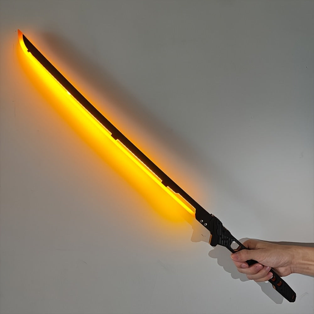 1:1 Scale Sci-Fi Glowing Sword for Cosplay Halloween Masquerade Party Display Collectible Blunt Safe Red Orange Green – LED Cyberpunk Katana Prop 80cm Acrylic - product image 21