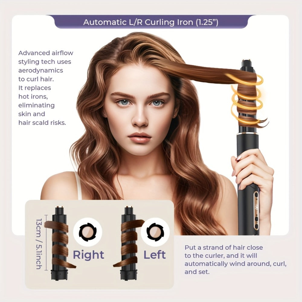Hot Air Brush 6-in-1 Negative Ion Hair Dryer Brush & Styler 110000 RPM High-Speed Blow Dryer with Curling Iron Straightener Auto-Winding Curler Foldable Handle Storage Bag - product image 14