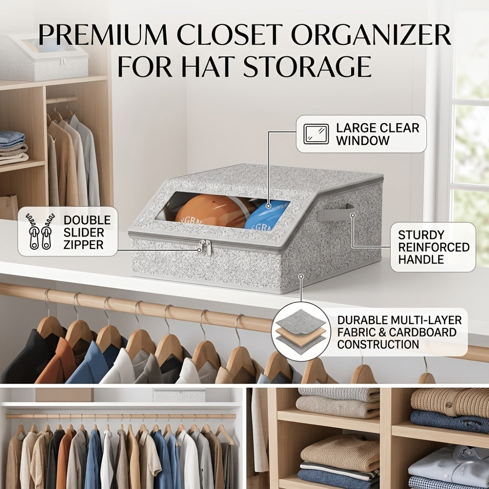Baseball Cap Organizer for Closet – Large Hat Storage Box Holds 24 Ball Caps | Clear Window, Dustproof, Cardboard Inserts | Hat Rack Holder for Men & Women Bedroom Closet & Car - product image 12
