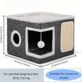 Cat House Collapsible Multi-Layer 2-Tier Bed Toy Tunnel Scratching Post Plush Hanging Ball Canvas Nylon Frame All-Season Indoor Cat Cube Enclosure Gray Classic - product image 2