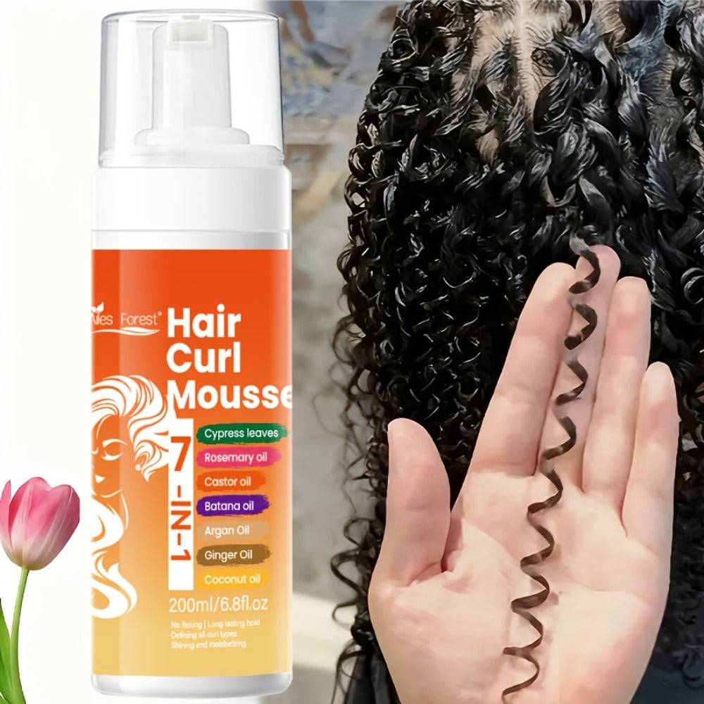 Curl Defining Hair Foam Mousse 200ml Moisturizing Smoothing Styling for Natural Fluffy Elastic Curls | Frizz Control for Wavy Coily Hair | Men & Women 6.76oz - product image 2