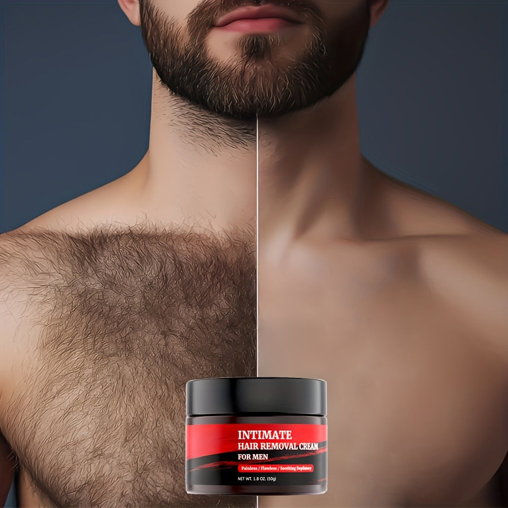 Depilatory Cream for Men Chest & Back Fast-Acting Body Hair Removal 1.8 oz 50g – Gentle Formula for Coarse Unwanted Hair, Razor-Free Smooth Skin, 1/2/3 Bottle Value Pack - product image