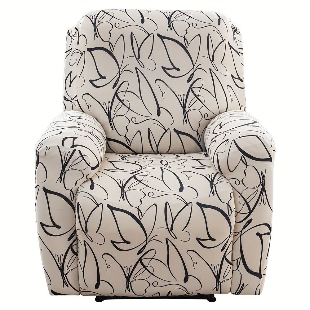 Recliner Slipcover 4pcs Extra Large with Pocket - Spandex Stretch Four Seasons Furniture Protector | Botanical Geometric Prints | Living Room Home Decor Sofa Chair Cover - product image 16